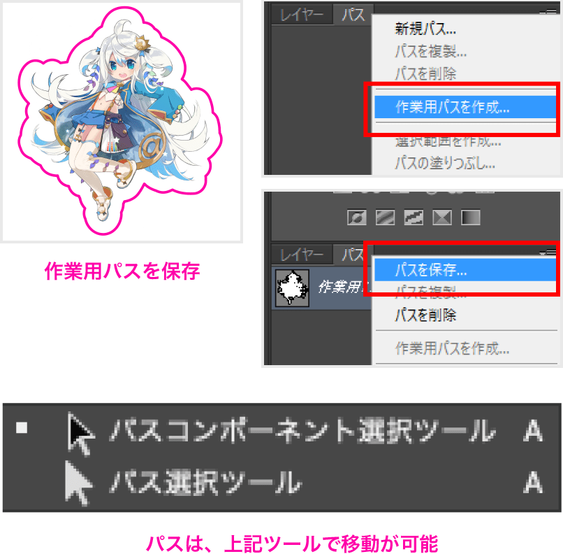選択範囲からパスを生成するイメージ
