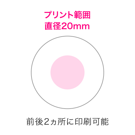 ゴルフボールプリントの寸法サイズとプリント範囲イメージ