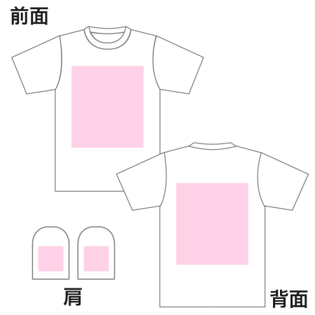 ジュニアサイズの寸法サイズとプリント範囲イメージ