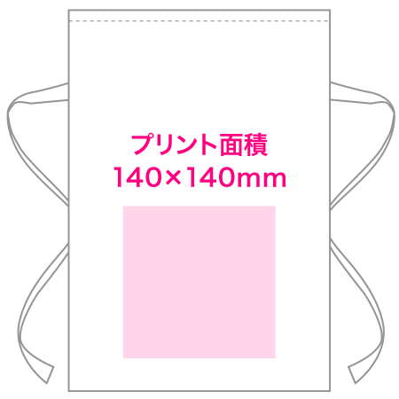 Mサイズの寸法サイズとプリント範囲イメージ