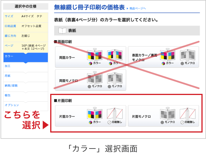 「両面印刷」は選択しないでください