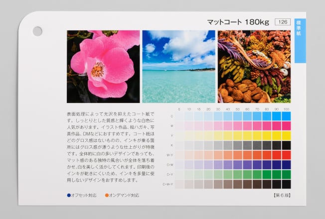 マットコート紙は、紙の表面がしっとりとした質感を持つ印刷用紙です