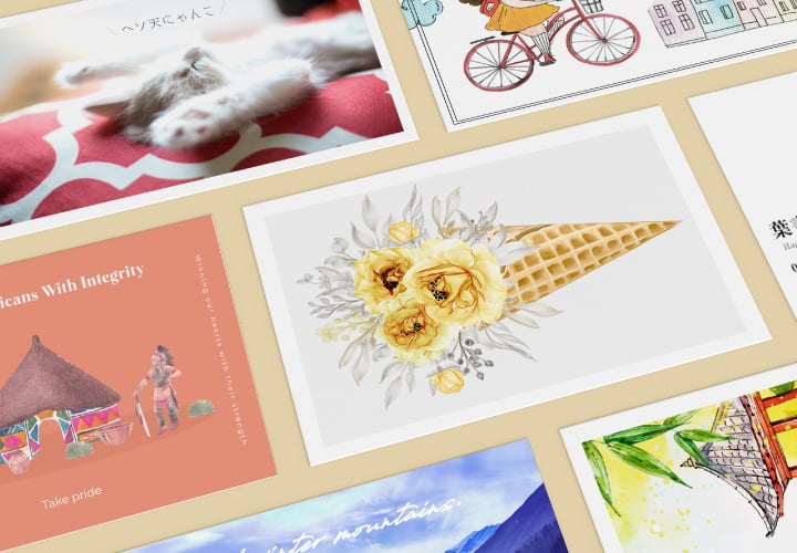 オンデマンド印刷は複数の作品のポストカードをまとめたセットを作るといった使い方にも向きます