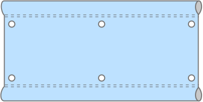 ハトメ+上下棒袋縫い加工の線画イメージ