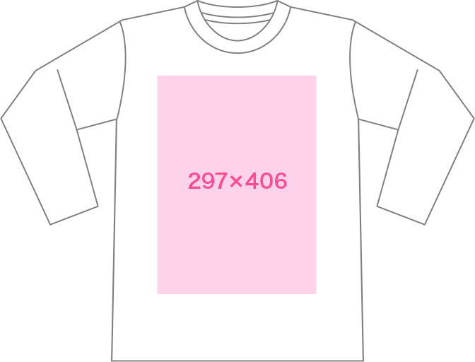 アダルト(S~3XLサイズ) 前面の印刷範囲イメージ