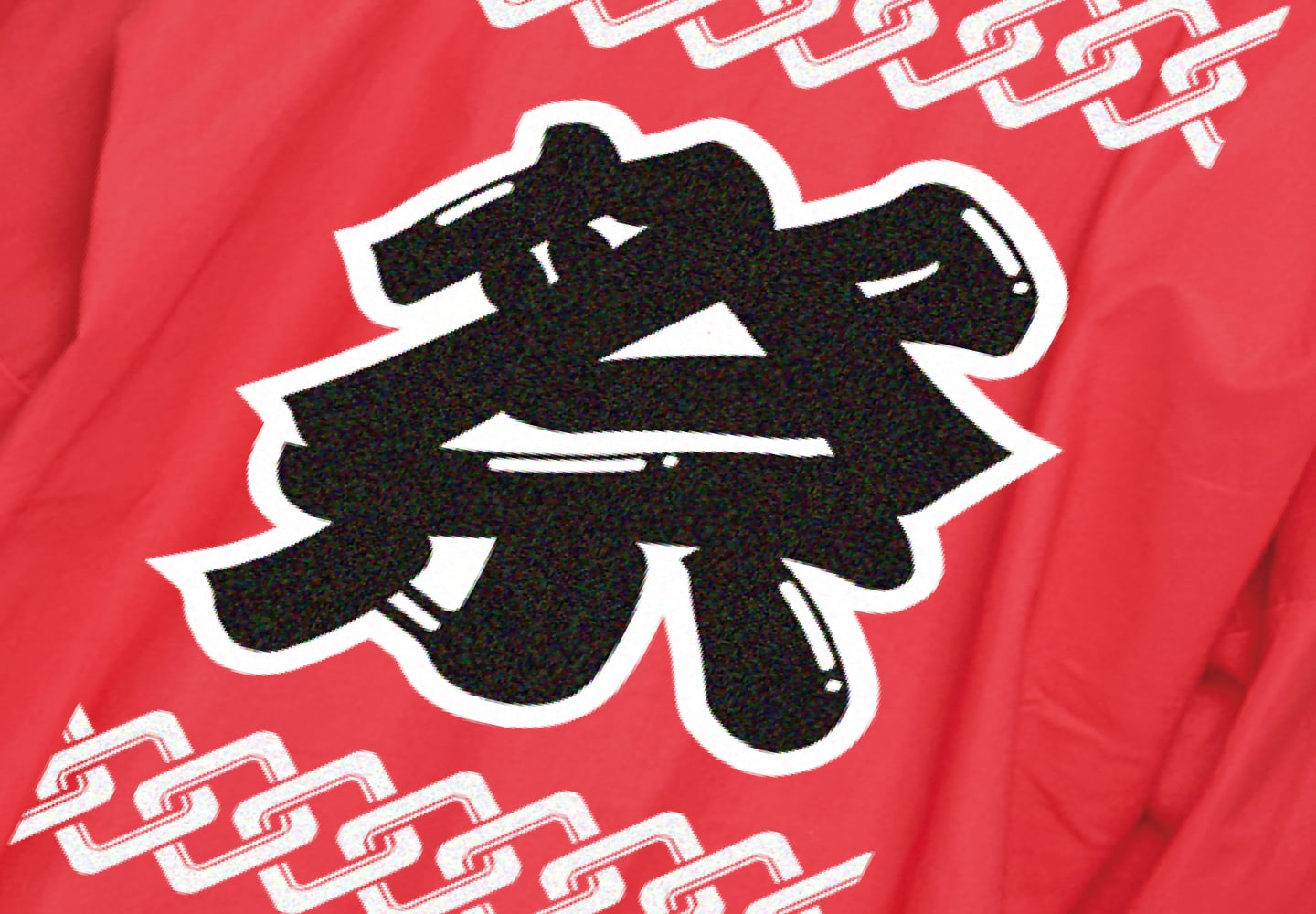 レッドの生地カラーのイベントハッピ(オリジナル法被)に印刷したイメージ