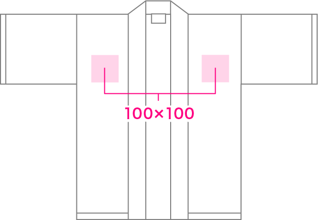 F(フリーサイズ) 前面の印刷範囲イメージ